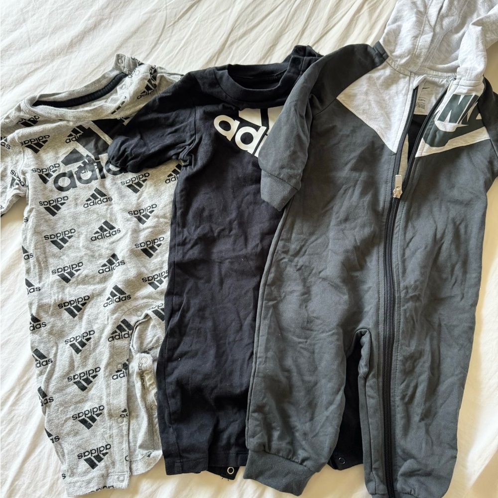 Nike jumpsuit, adidas long sleeve onesie